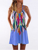 hesapli One-piece swimsuits-Kadın&amp;#39;s Tatil Kombinezon Elbise Desen Askılı Mini