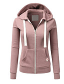 baratos Moletons com Capuz e Sem Capuz Femininos-hoodie de manga comprida para senhora - vinho com capuz de cor s&amp;oacute;lida