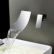 Contemporary  with  Stainless Steel Single Handle Two Holes  ,  Feature  for Waterfall Widespread Wall Mount