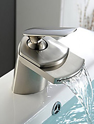 Brushed Nickel Waterfall Faucet Lightinthebox Contemporary Centerset Waterfall Ceramic Valve Single Handle One Hole Nickel Brushed Bathroom Sink Faucet