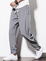 Homme Grandes Joggings Sarouel Pantalon Chinoiserie Printemps Ample Pleine Tailles Couleur Lin qrqC5