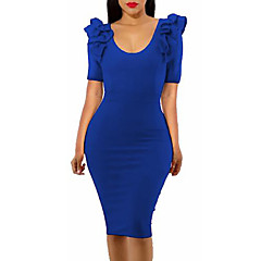 Damen Schlank Bodycon Kleid - Rüsche, Volltonfarbe Damen Schlank Bodycon Kleid - Rüsche, Volltonfarbe