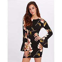 Damen Bodycon Kleid - Grundlegend, Blumen Damen Bodycon Kleid - Grundlegend, Blumen