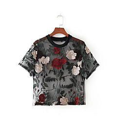 Damen Blumen Gitter - Street Schick Bluse Blumig Damen Blumen Gitter - Street Schick Bluse Blumig