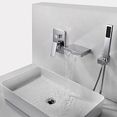 Rubinetto vasca - Moderno Cromo Montaggio su parete Valvola in ottone Bath Shower Mixer Taps / Ottone / Una manopola Tre fori Rubinetto vasca - Moderno Cromo Montaggio su parete Valvola in ottone Bath Shower Mixer Taps / Ottone / Una manopola Tre fori