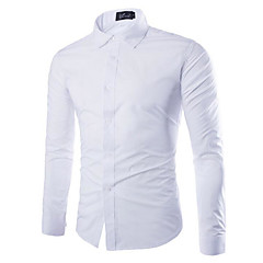 Hombre Camisa Delgado Un Color / Manga Larga Hombre Camisa Delgado Un Color / Manga Larga