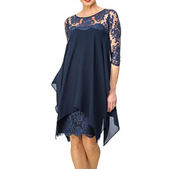Damen Übergrössen Party Grundlegend Schlank Hülle Chiffon Kleid - Spitze, Solide Übers Knie Damen Übergrössen Party Grundlegend Schlank Hülle Chiffon Kleid - Spitze, Solide Übers Knie