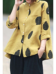 baratos Blusas e Conjuntos Femininos-Mulheres Tamanhos Grandes Camisa Social Poá Solto