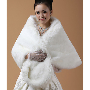 Fur Wraps / Wedding Wraps Shawls Long Sleeve Faux Fur Ivory Wedding ...