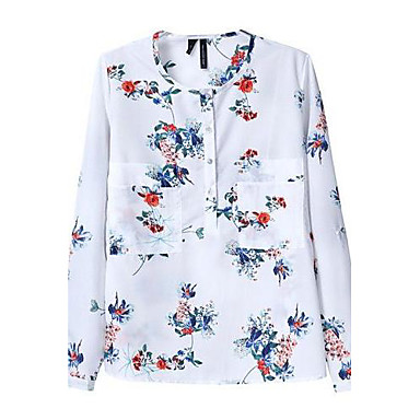 Women's Print White Shirt Long Sleeve 1470536 2017 – $21.65