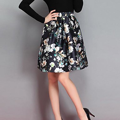 Women's Black Skirts , Casual/Print Above Knee 2363826 2018 – $23.09