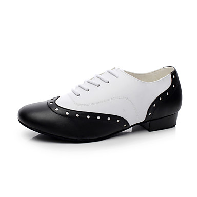 Men's Dance Shoes Modern Leather Flat Heel Black Men's Dance Shoes Modern Leather Flat Heel Black