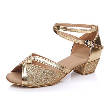 Women's Latin Shoes / Ballroom Shoes Flocking Flat / Sandal Sequin Low Heel Non Customizable Dance Shoes Silver / Gold / Practice Women's Latin Shoes / Ballroom Shoes Flocking Flat / Sandal Sequin Low Heel Non Customizable Dance Shoes Silver / Gold / Practice