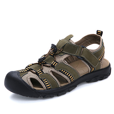 Men's Shoes Outdoor / Casual Nappa Leather / Fabric Sandals Brown / Yellow / Khaki Men's Shoes Outdoor / Casual Nappa Leather / Fabric Sandals Brown / Yellow / Khaki
