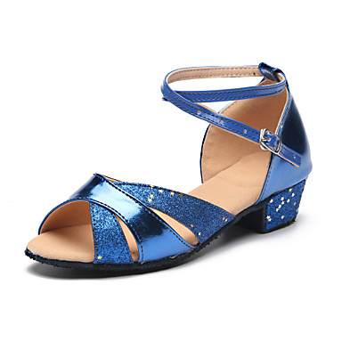 Latin Shoes Sparkling Glitter Heel Sparkling Glitter / Hollow-out Flat Heel Customizable Dance Shoes Dark Blue / Red / Golden / Indoor / Leather / Practice Latin Shoes Sparkling Glitter Heel Sparkling Glitter / Hollow-out Flat Heel Customizable Dance Shoes Dark Blue / Red / Golden / Indoor / Leather / Practice