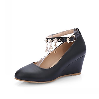 Women's Shoes Leatherette Spring / Summer Comfort / Novelty Heels Platform / Wedge Heel Round Toe Imitation Pearl / Buckle Black / Beige / Pink / Wedding / Party & Evening / Dress / Party & Evening Women's Shoes Leatherette Spring / Summer Comfort / Novelty Heels Platform / Wedge Heel Round Toe Imitation Pearl / Buckle Black / Beige / Pink / Wedding / Party & Evening / Dress / Party & Evening