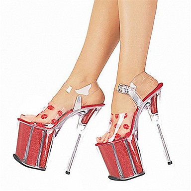 Women's Shoes PVC(Polyvinyl chloride) Summer / Fall Heels Stiletto Heel Peep Toe Red / Red / White / Red / White / Club Shoes / Party & Evening Women's Shoes PVC(Polyvinyl chloride) Summer / Fall Heels Stiletto Heel Peep Toe Red / Red / White / Red / White / Club Shoes / Party & Evening