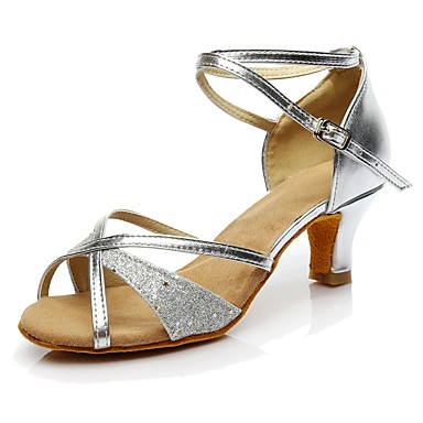 Women's Latin Shoes Paillette / Customized Materials Heel Customized Heel Customizable Dance Shoes Gold / Silver / Indoor Women's Latin Shoes Paillette / Customized Materials Heel Customized Heel Customizable Dance Shoes Gold / Silver / Indoor