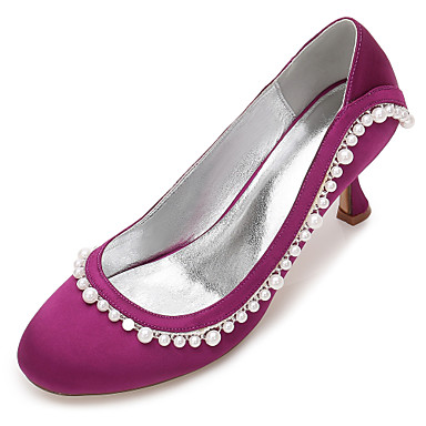 Women's Shoes Satin Spring / Summer Basic Pump / Comfort Wedding Shoes Kitten Heel / Low Heel / Stiletto Heel Round Toe Pearl / Imitation Women's Shoes Satin Spring / Summer Basic Pump / Comfort Wedding Shoes Kitten Heel / Low Heel / Stiletto Heel Round Toe Pearl / Imitation