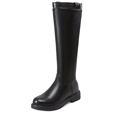 Women's Shoes PU(Polyurethane) Winter Comfort / Combat Boots Boots Flat Heel Round Toe Knee High Boots Black Women's Shoes PU(Polyurethane) Winter Comfort / Combat Boots Boots Flat Heel Round Toe Knee High Boots Black
