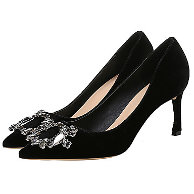 Women's Shoes Fabric Spring / Fall Novelty / Basic Pump Heels Null Stiletto Heel Pointed Toe Null Crystal Black / Blue / Burgundy / Dress Women's Shoes Fabric Spring / Fall Novelty / Basic Pump Heels Null Stiletto Heel Pointed Toe Null Crystal Black / Blue / Burgundy / Dress
