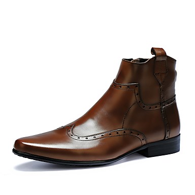 Men's Shoes Leather Fall / Winter Fashion Boots / Combat Boots Boots Mid-Calf Boots Black / Brown Men's Shoes Leather Fall / Winter Fashion Boots / Combat Boots Boots Mid-Calf Boots Black / Brown
