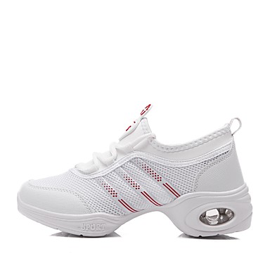 Women's Dance Sneakers Canvas / Tulle Sneaker Splicing Low Heel Customizable Dance Shoes White Women's Dance Sneakers Canvas / Tulle Sneaker Splicing Low Heel Customizable Dance Shoes White
