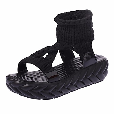 Women's Shoes Fabric Spring / Summer Comfort Sandals Flat Heel Round Toe Black / Gray / Fuchsia Women's Shoes Fabric Spring / Summer Comfort Sandals Flat Heel Round Toe Black / Gray / Fuchsia