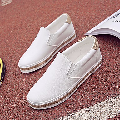 Women's Shoes Synthetic Microfiber PU Spring / Fall Comfort Loafers & Slip-Ons Low Heel White / Black Women's Shoes Synthetic Microfiber PU Spring / Fall Comfort Loafers & Slip-Ons Low Heel White / Black