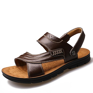 Men's Shoes Faux Leather Summer Comfort Sandals Black / Yellow / Brown Men's Shoes Faux Leather Summer Comfort Sandals Black / Yellow / Brown