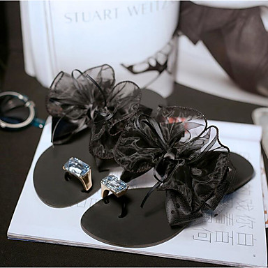 Women's Shoes PU(Polyurethane) Summer Toe Ring Sandals Flat Heel Open Toe Rhinestone / Bowknot Black / Gray / Party & Evening Women's Shoes PU(Polyurethane) Summer Toe Ring Sandals Flat Heel Open Toe Rhinestone / Bowknot Black / Gray / Party & Evening