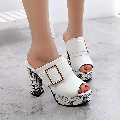Women's Shoes PU(Polyurethane) Summer Comfort Sandals Chunky Heel White / Black / Red Women's Shoes PU(Polyurethane) Summer Comfort Sandals Chunky Heel White / Black / Red