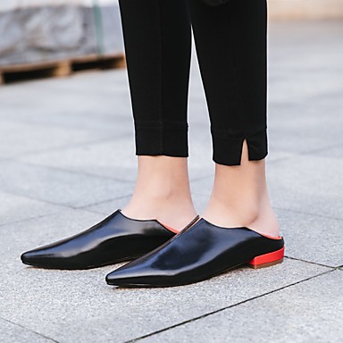 Women's Shoes Leather Spring Comfort Loafers & Slip-Ons Low Heel Black / Beige Women's Shoes Leather Spring Comfort Loafers & Slip-Ons Low Heel Black / Beige