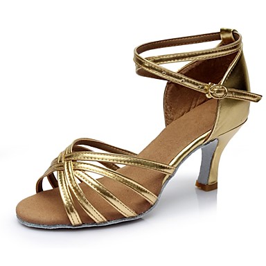 Women's Latin Shoes Patent Leather Sandal / Heel Splicing Thick Heel Customizable Dance Shoes Gold Women's Latin Shoes Patent Leather Sandal / Heel Splicing Thick Heel Customizable Dance Shoes Gold