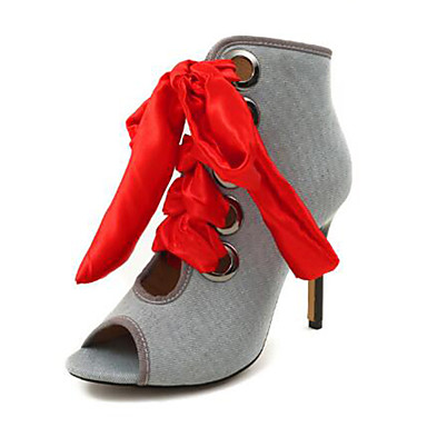 Women's Shoes Denim Spring & Summer Basic Pump / Cowboy / Western Boots Sandals Stiletto Heel Peep Toe Ribbon Tie Black / Dark Blue / Women's Shoes Denim Spring & Summer Basic Pump / Cowboy / Western Boots Sandals Stiletto Heel Peep Toe Ribbon Tie Black / Dark Blue /