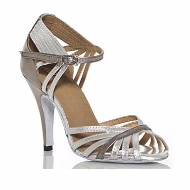 Women's Latin Shoes Faux Leather Heel Slim High Heel Dance Shoes Silver / Performance / Practice Women's Latin Shoes Faux Leather Heel Slim High Heel Dance Shoes Silver / Performance / Practice