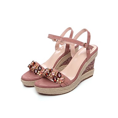 Women's Shoes Suede Summer Comfort Sandals Wedge Heel Pink Women's Shoes Suede Summer Comfort Sandals Wedge Heel Pink