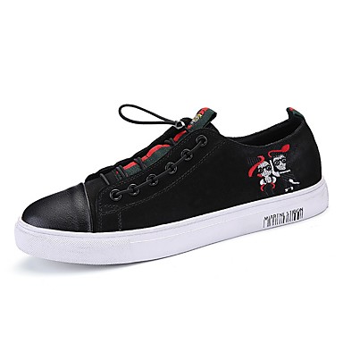 Men's Shoes Nappa Leather Spring Comfort Sneakers White / Black Men's Shoes Nappa Leather Spring Comfort Sneakers White / Black
