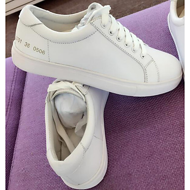 Women's Shoes Nappa Leather Spring / Fall Comfort Sneakers Flat Heel White Women's Shoes Nappa Leather Spring / Fall Comfort Sneakers Flat Heel White
