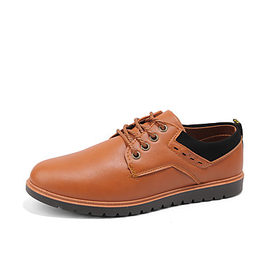 Men's Shoes PU(Polyurethane) Spring Light Soles Oxfords Black / Khaki Men's Shoes PU(Polyurethane) Spring Light Soles Oxfords Black / Khaki