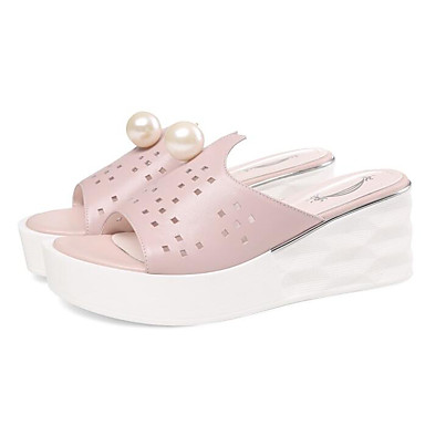 Women's Shoes Nappa Leather Summer Comfort Sandals Creepers White / Black / Pink Women's Shoes Nappa Leather Summer Comfort Sandals Creepers White / Black / Pink