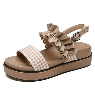 Women's Shoes Cotton Summer Ankle Strap Sandals Creepers Black / Green / Almond Women's Shoes Cotton Summer Ankle Strap Sandals Creepers Black / Green / Almond