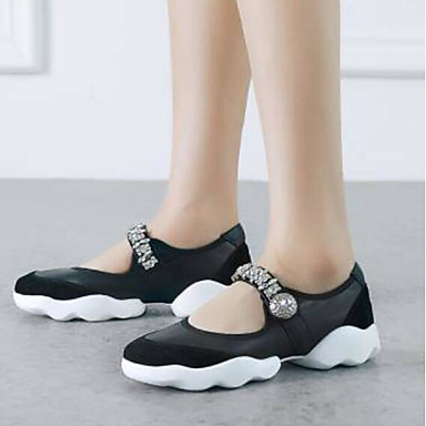 Women's Shoes Nappa Leather Summer Comfort Sneakers Flat Heel Round Toe White / Black Women's Shoes Nappa Leather Summer Comfort Sneakers Flat Heel Round Toe White / Black