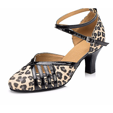 Women's Modern Shoes Cowhide Heel Thick Heel Dance Shoes Leopard Women's Modern Shoes Cowhide Heel Thick Heel Dance Shoes Leopard