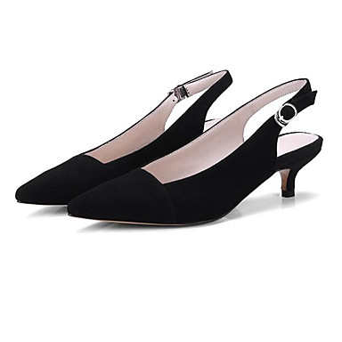 Women's Shoes Sheepskin Summer Comfort / Basic Pump Sandals Kitten Heel Black / Light Brown Women's Shoes Sheepskin Summer Comfort / Basic Pump Sandals Kitten Heel Black / Light Brown