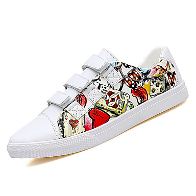 Men's Shoes PU(Polyurethane) Fall Comfort Sneakers White / Red / Black / White Men's Shoes PU(Polyurethane) Fall Comfort Sneakers White / Red / Black / White