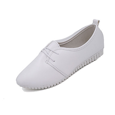 Women's Shoes PU(Polyurethane) Summer Comfort Flats Flat Heel Pointed Toe White / Black Women's Shoes PU(Polyurethane) Summer Comfort Flats Flat Heel Pointed Toe White / Black