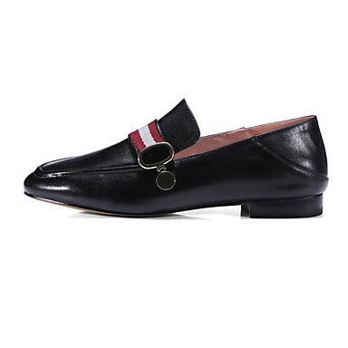 Women's Shoes Nappa Leather Spring & Fall Comfort Loafers & Slip-Ons Flat Heel White / Black Women's Shoes Nappa Leather Spring & Fall Comfort Loafers & Slip-Ons Flat Heel White / Black
