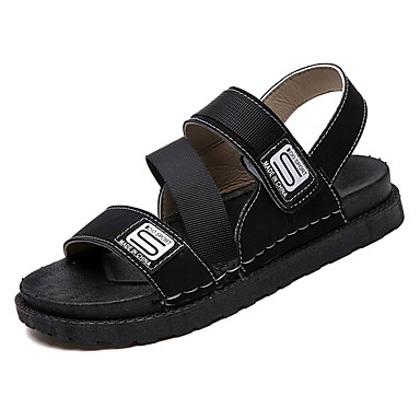 Women's Shoes PU(Polyurethane) Summer Comfort Sandals Flat Heel Round Toe Black / Army Green / Khaki Women's Shoes PU(Polyurethane) Summer Comfort Sandals Flat Heel Round Toe Black / Army Green / Khaki