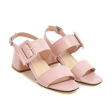 Women's Shoes Nappa Leather Spring Comfort Sandals Chunky Heel Blue / Pink Women's Shoes Nappa Leather Spring Comfort Sandals Chunky Heel Blue / Pink